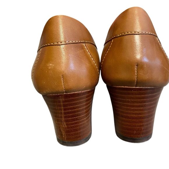 LL Bean Wedge Loafer Women 9M Brown Leather Round Toe Comfort Office Wear Casual - Picture 5 of 11